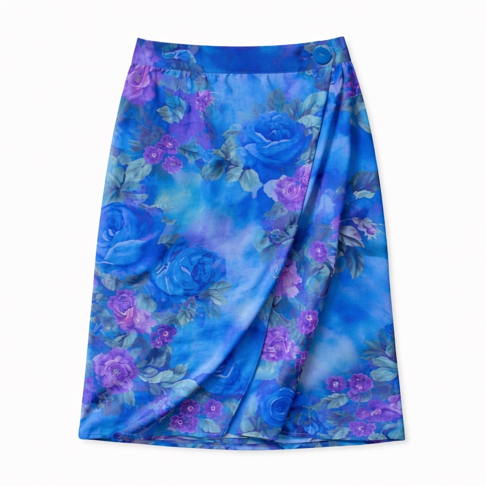 M.J. Carroll Floral Wrap Skirt Sz 16 • Midi Length • Vintage - Picture 3 of 13